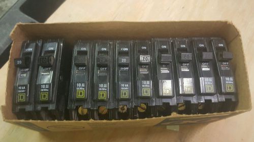 10 Packs Of Square D Single Pole 20A 120/240V Circuit Breakers