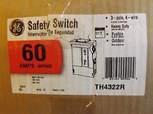 NEW In Box GE TH4322R Safety Switch; 60Amps, 3-Pole, 4 wire