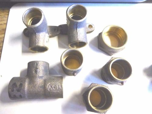7 Pc Brass Pipe Fittings 1/2&#034; elbows 90&#039;s T- Coupling Male Adapter Plumbing