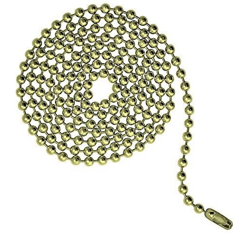 Ball Chain Manufacturing 3 Foot Length Ball Chains, #6 Size, Brass Plated Steel,