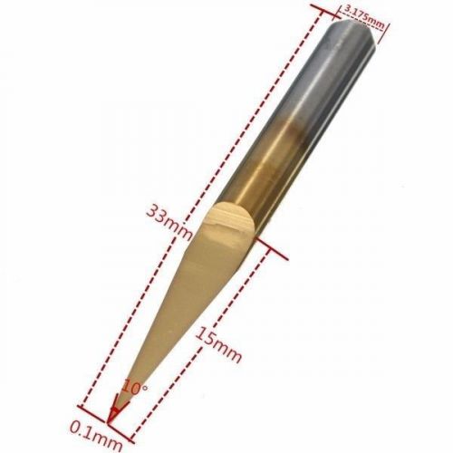 0.1mm 10 degree flat bottom pcb engraving bit titanium coated carbide cnc router for sale