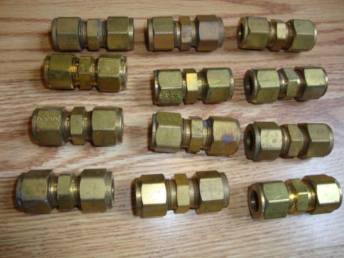 (12) new parker 8sc8-b  a-lok brass 1/2&#034; tube union  fittings for sale