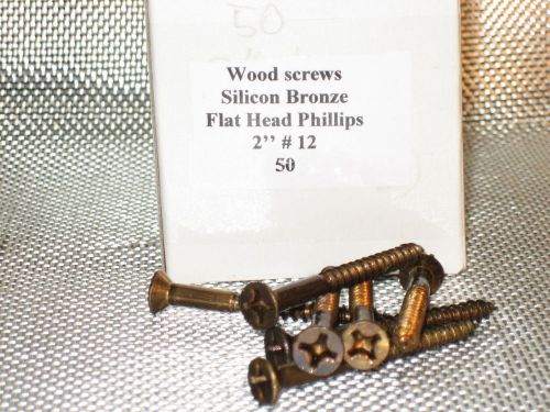 Silicon-Bronze flat head wood screws, 50 ct, Phillips 2&#039;&#039; #12, NOS
