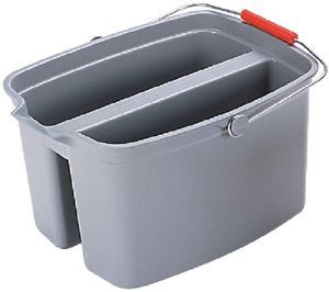19 Qt. Durable Grey Square Wide Pour Spout Double Pail Tub Bucket Cleaning Tool