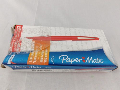 12 Red Paper Mate Flair Porous-Point Felt Tip Pen Medium Tip