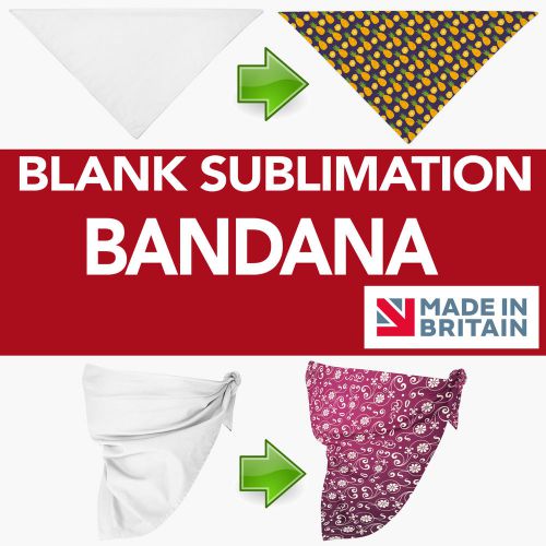 Sublimation Bandana Blank White for Heat Press 45X45 CM 10/Pack Made in UK