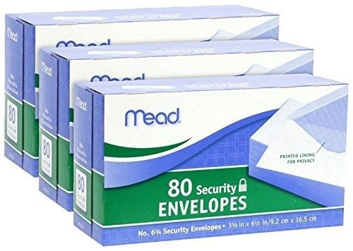 #6 security envelopes 80 count total) white 80ct gummed inch box meadwestvaco bo for sale