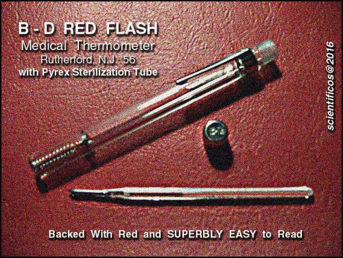 B - d red flash doctor&#039;s oral fever thermometer with pyrex sterilization tube for sale
