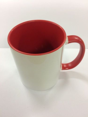 Lot of 24 Sublimation Ceramic Mugs Two Tone 11oz Mug Red Inside &amp; Handle