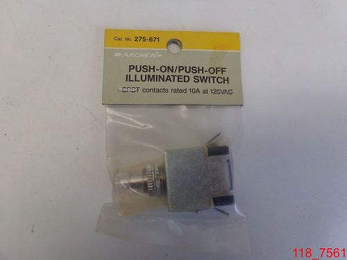 Qty=4 NOS Radio Shack 275-671 SPST Push-On/Off Illuminated Switch