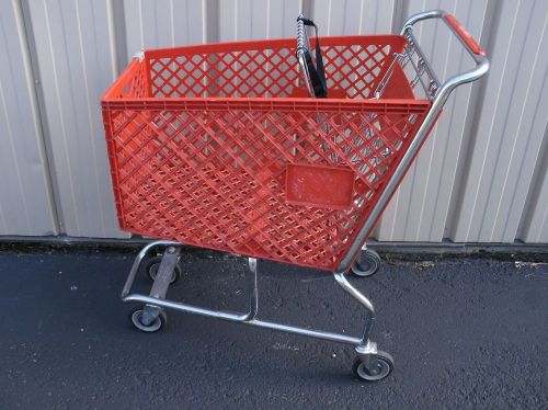 (United Steel and Wire) Cherry Red Medium Used Plastic Shopping Grocery Carts