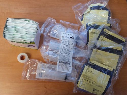 5 kangaroo gravity feeding bags 1000 ml &amp; 5 syringes &amp; 25 drain sponges for sale