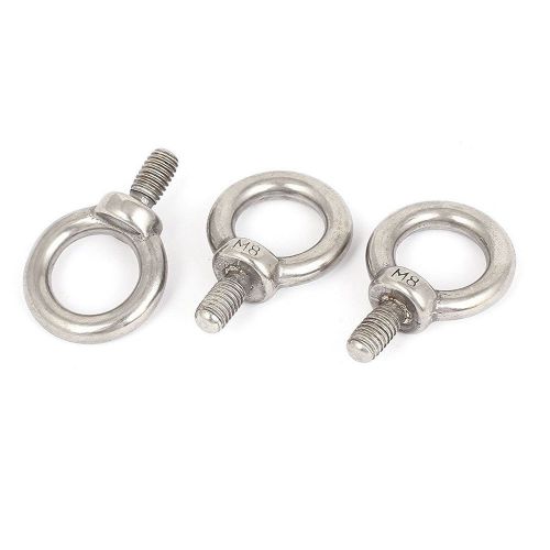 M8 Male Thread Stainless Steel Shoulder Lifting Eye Bolt Ring 3pcs YM