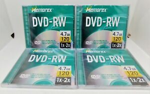 Lot of 4 Memorex DVD-RW 4.7 GB 120 Minute Video, BRAND NEW and SEALED