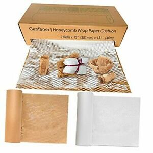 2 Rolls Honeycomb Packaging Paper 15&#034; x 131&#039;,Eco-Friendly Honeycomb
