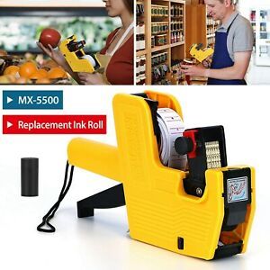 MX-5500 8 Digits Price Tag Gun Labeler Labeller with Sticker Labels + Refill Ink