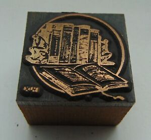 Printing Letterpress Printers Block Open Book &amp; Some Shelfed