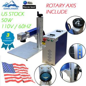 US 50W Split Fiber Laser Marking Machine Laser Marker Engraver with Rotary Axis
