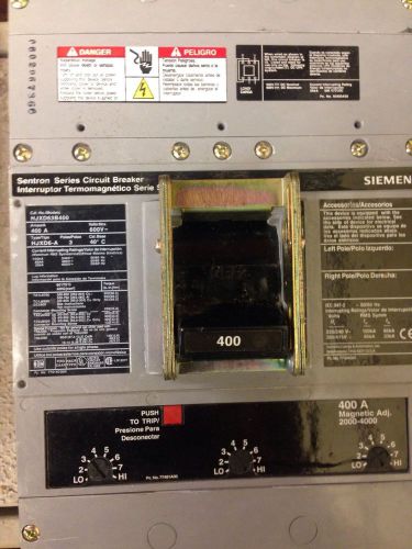 Siemens HJXD63b400 Molded Case Circuit Breaker. 3 Pole 400Amp 600V