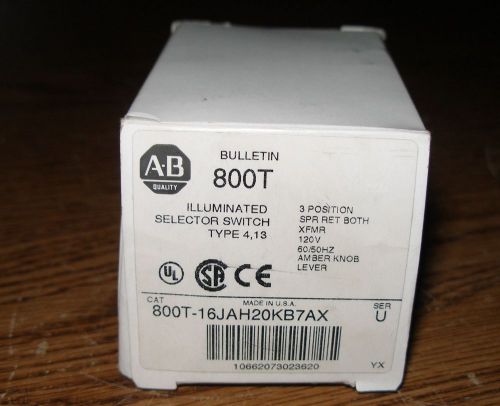 New ab allen bradley illuminated selector switch 800t-16jah20kb7ax type 4, 13 for sale
