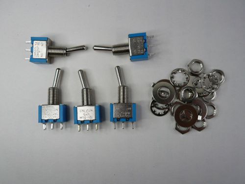 SU 50 pieces Toggle Switch SPDT on/off 2 position, mini blue New