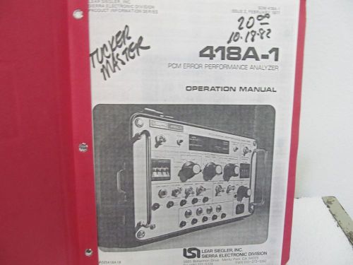 Sierra Electronics 218A-1 PCM Error Performance Analyzer Operation Manual