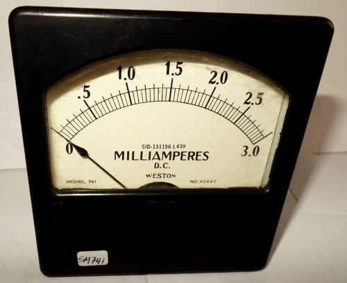 Weston 4&#034; DC Square Panel Ammeter Amp Meter Amperes 0-3 Ma Current D.C.