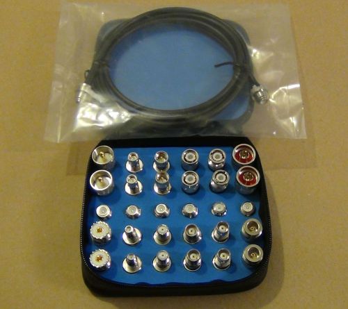 Test Cable + Universal Coaxial RF Adapter Kit 30pcs N TNC SMA BNC UHF Mini UHF