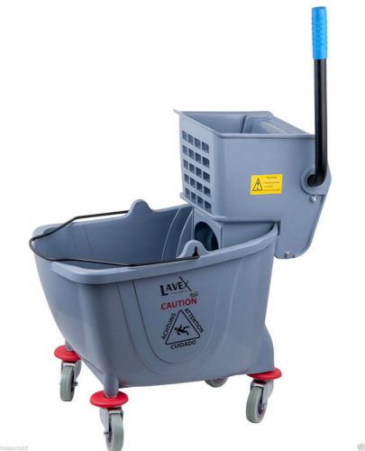 36 Quart Commercial Wet Mop Bucket &amp; Wringer Combo Gray Janitorial