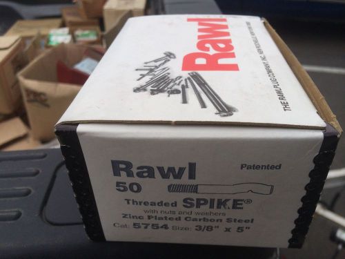 RAWL 3/8&#034; X 5&#034; Threaded Spike - Zinc Plated Carbon Steel - 50 Pieces - Cat: 5754