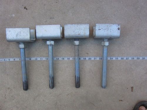 Galvanized Pier Block Elevated Post Base w 7/8&#034;Threaded Rod Lot of 4, Used