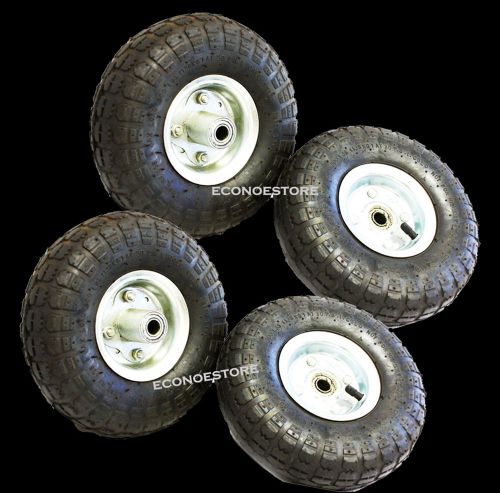 New 10&#034; 300 LB Lot Of 4 Wheels Industrial Tires Dolly Tire Wheel  Air Tire HD