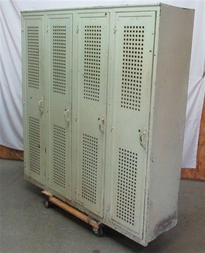 Lyon 4 door old metal gym locker room school business industrial age cabinet for sale