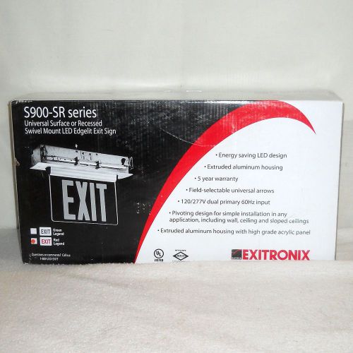 Exitronix S900 Universal Swivel-Mount LED EdgeLit Exit Sign, Surface or Recessed