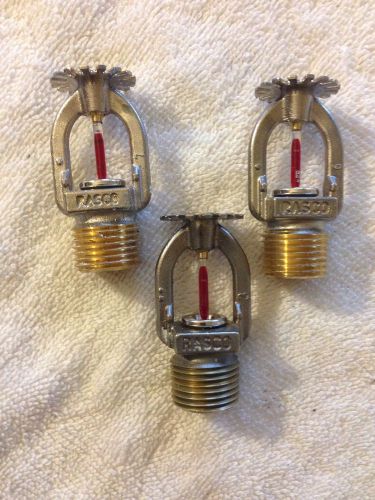 3 used RASCO  Fire Sprinkler Heads  Red Filled  Brass  Steampunk Industrial art