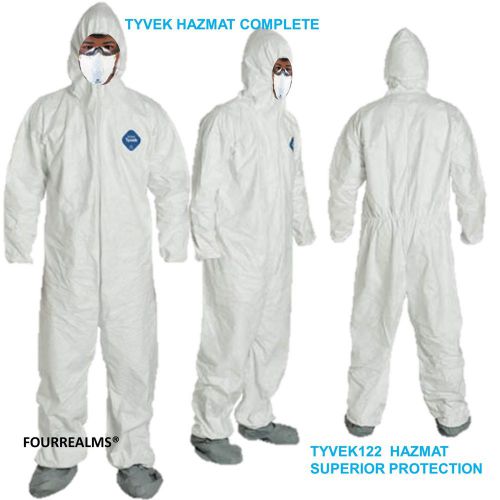 Dupont tyvek tychem ty122s chemical hazmat suit x large white new size xl new for sale