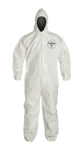 Dupont tychem sl disposable coverall with hood, elastic cuff, 4xl - pack of 6 for sale