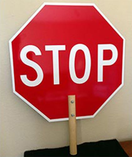 Two Sided Stop Paddle Sign 18&#034;x18&#034; With Wood Handle