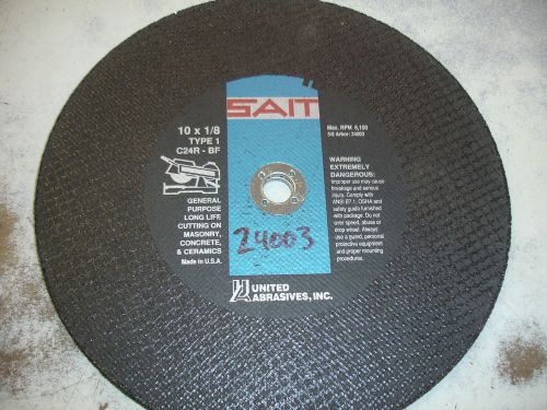 SAIT Masonry Cutting Wheel 10&#034; by 1/8&#034; by 5/8&#034; Hole  Cut Off  Wheel Blue Label