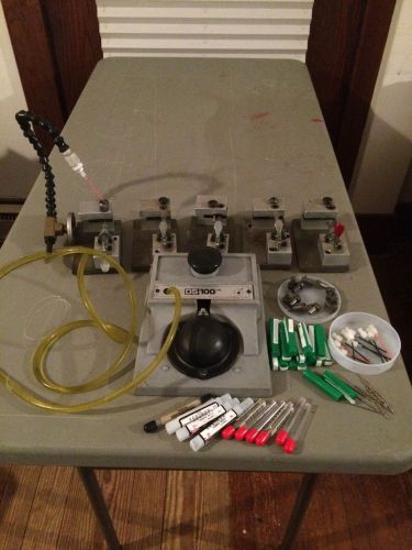 Micro servo drill press foot control oiler and fixtures, drill bits, reamers for sale