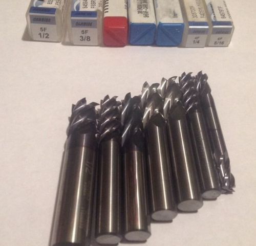 AWESOME DEAL Carbide End Mill Lot (7) 1/2&#034; 3/8&#034; 1/4&#034; 5/16&#034; Precision CNC NEW