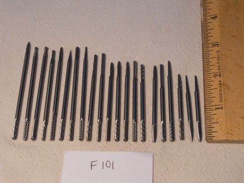 20 NEW 3 MM SHANK CARBIDE BURRS. DOUBLE END COMMON SHAPES. LONGS USA MADE  F101