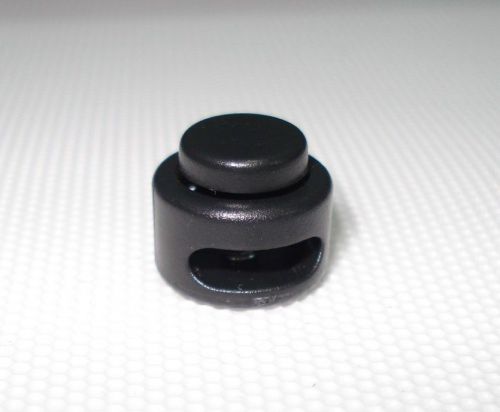 S045 Black 2 pcs Plastic 2 hole small Button Cord lock Stop Bid 2110F