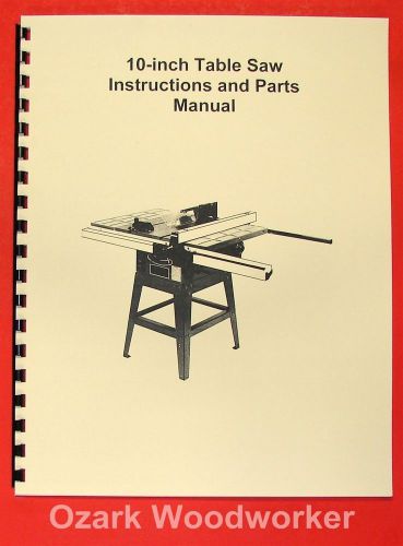 JET/Asian JTS-10JF 10&#034; Contractor Table Saw Operator&#039;s &amp; Parts Manual 0382