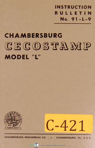 Chambersberg ceco-stamp model l, drop hammer, instructions and parts manual 1959 for sale