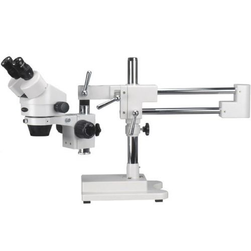 3.5x-45x binocular stereo zoom microscope with double arm boom stand for sale