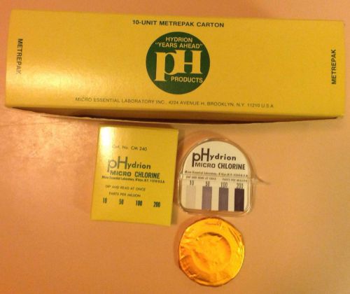 Hydrion chlorine test strips 10-unit metrepak carton for sale