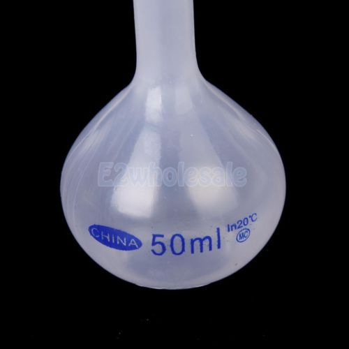 3x 50ml lab volumetric flask measuring bottle graduated container cap plastic for sale