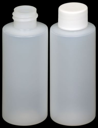 Plastic Bottle (HDPE) w/White Lid, 2-oz. 25-Pack, New