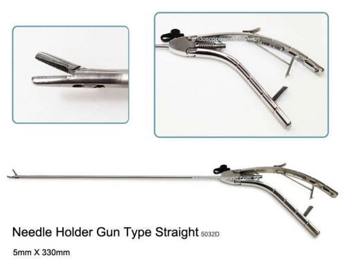 New Needle Holder Gun Type 5X330mm Straight Laparoscopy